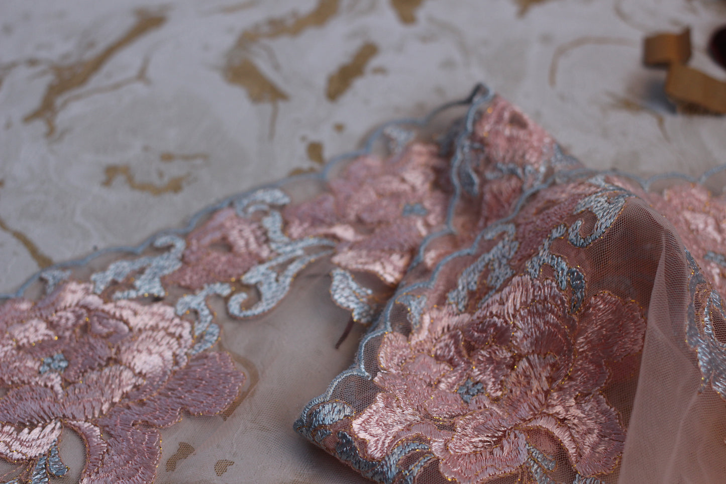 Bra Lace blush pink and blue