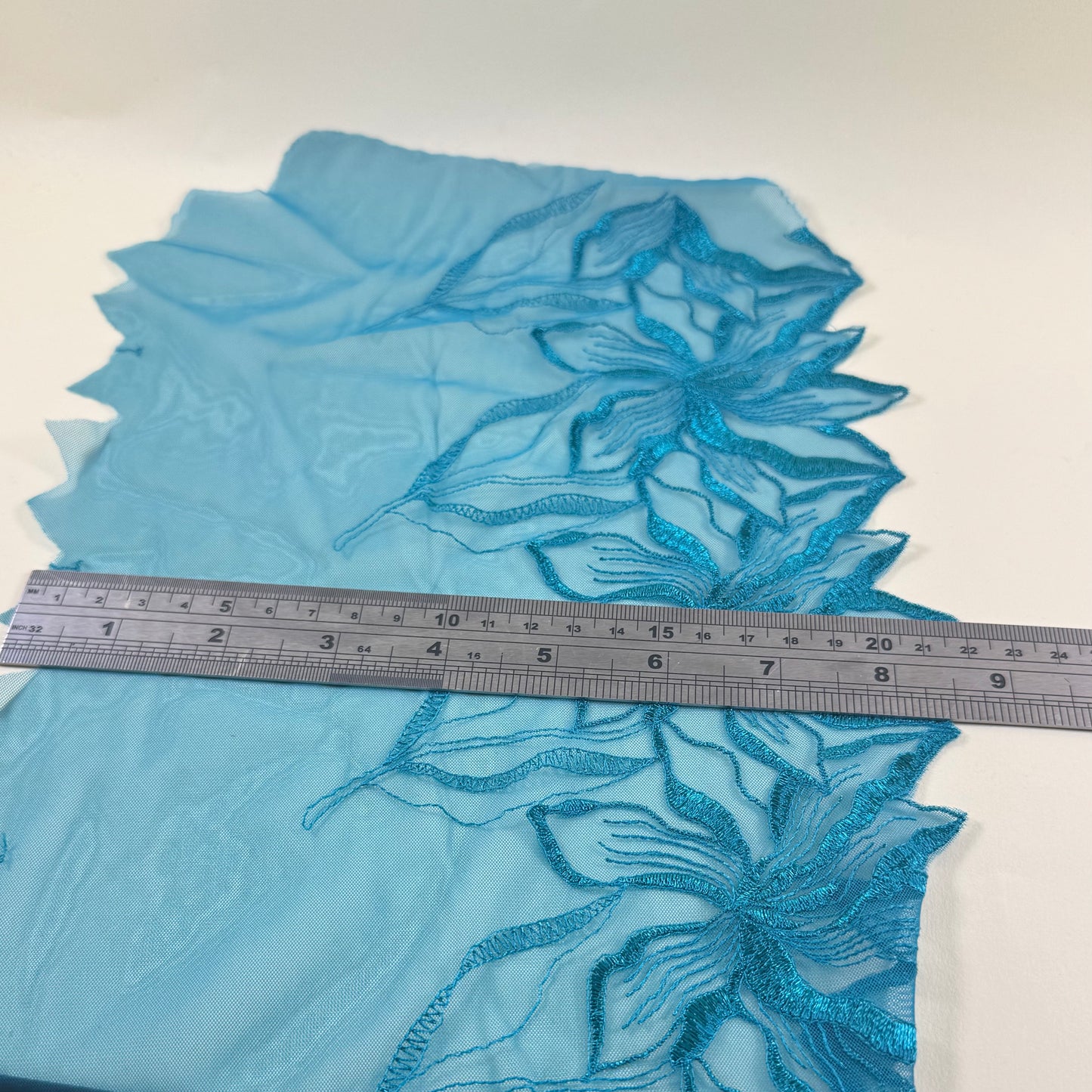 Teal large floral lace