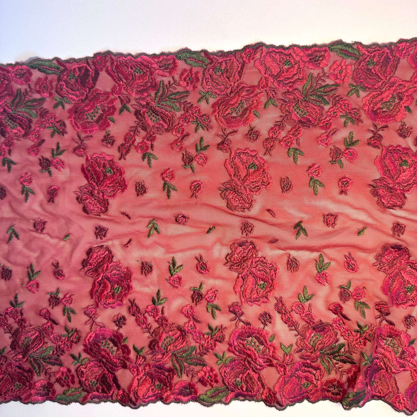 Dark Red Rose stretch lace