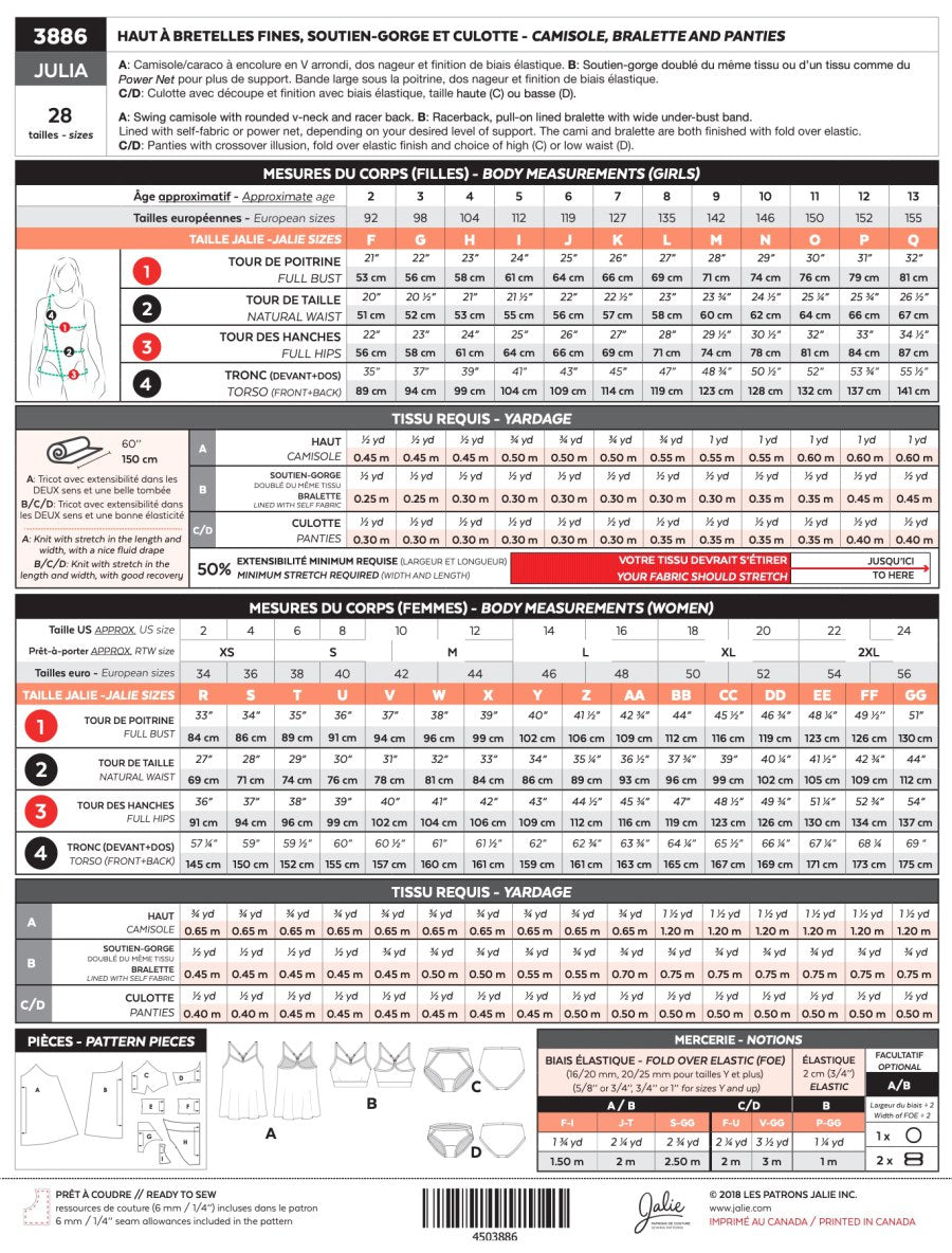 Julia Camisole, Bralette and panties