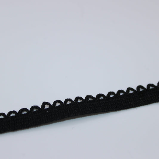 10mm black picot elastic