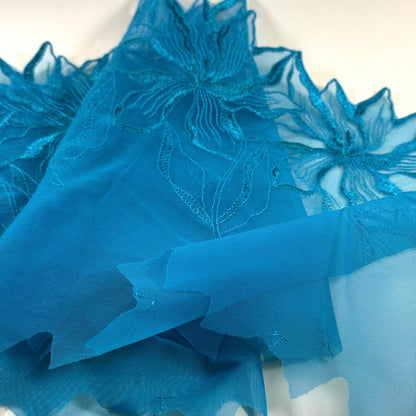 Teal large floral lace