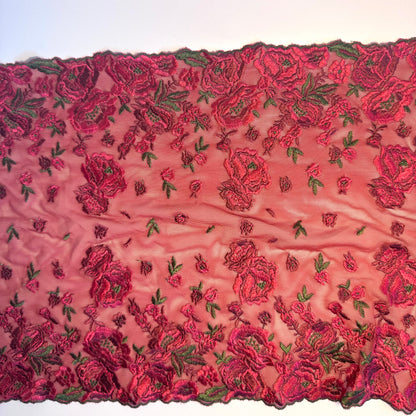 Dark Red Rose stretch lace
