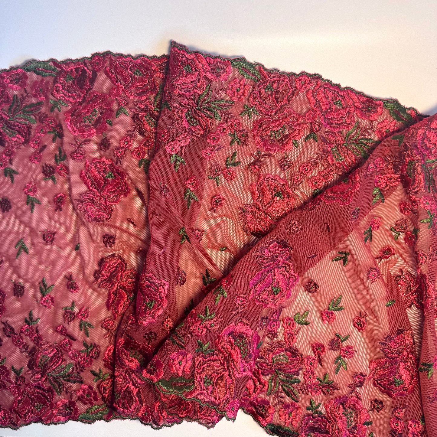 Dark Red Rose stretch lace