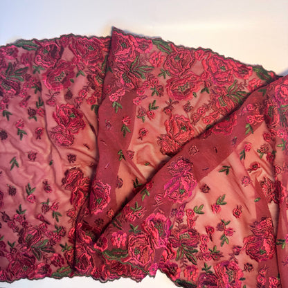 Dark Red Rose stretch lace