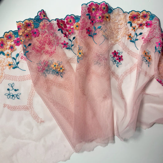 Pale pink, hot pink and teal