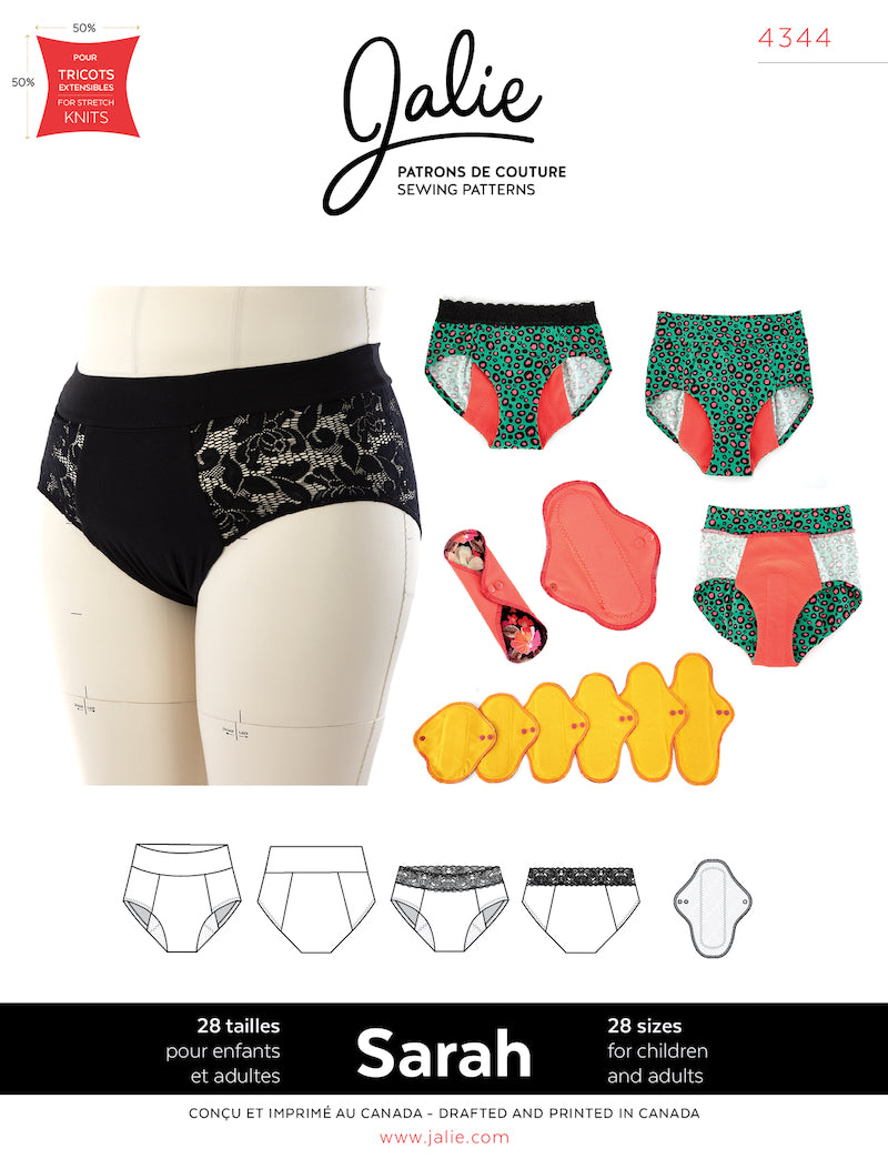 Sarah Absorbent Underwear and Reusable Menstrual pads Pattern